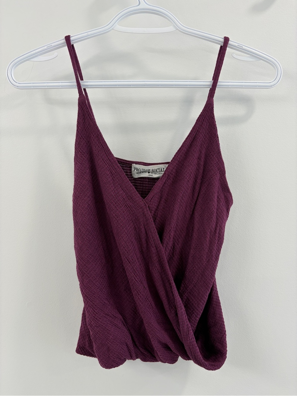 Project Social T - Wrap Tank Top in Plum - Small
